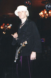Alex soundchecking. Not as big a Devil worshipper as Ginger, then.